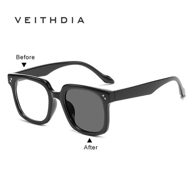 VEITHDIA Nam Retro Photochromic Kính Thời Trang Mới Khung Lớn Chống Tia UV400 Kính Mát 19393