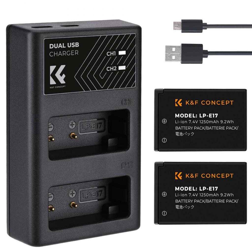 Bộ sạc K&F Concept LP-E17+Pin Tương thích với máy ảnh Canon:R50,R8,R1,R10,EOS 200D,750D,760D,M5,850D