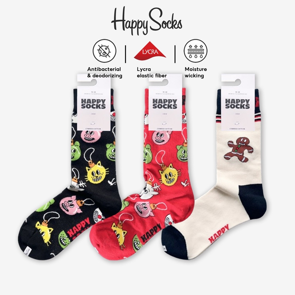 Happy Socks Tất Vớ Nữ Dễ Thương Cotton Crew Socks