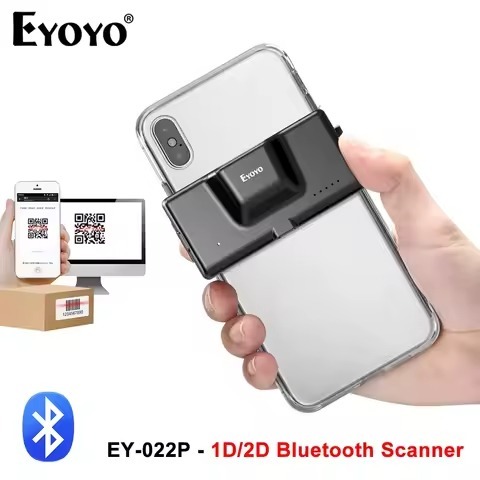 Máy quét mã vạch mã QR 1D & 2D kẹp Mini Eyoyo, Đầu đọc mã ma trận dữ liệu 1D QR PDF417 không dây, Tư
