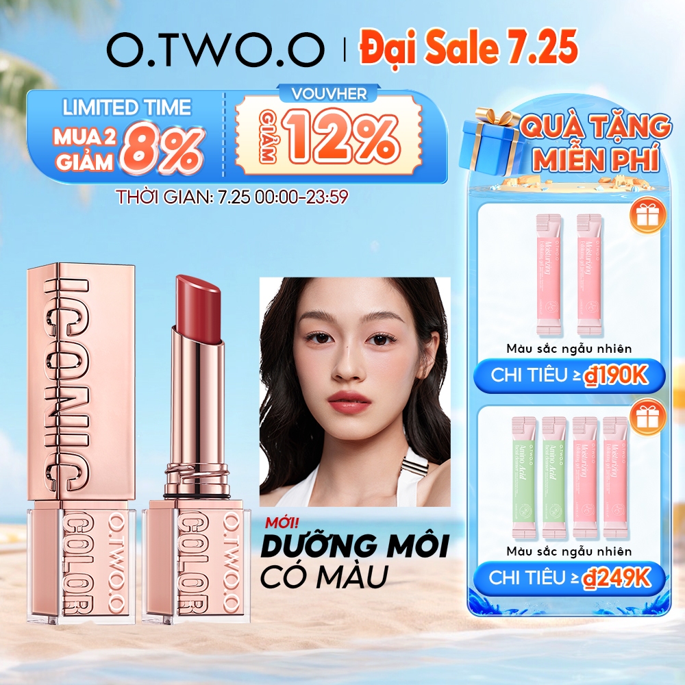 O.two.o Son Môi Satin Dưỡng Ẩm Mềm Mượt & Tinh Chất Bóng Dưỡng Ẩm Lâu Dài Không Dính Môi 3.8g