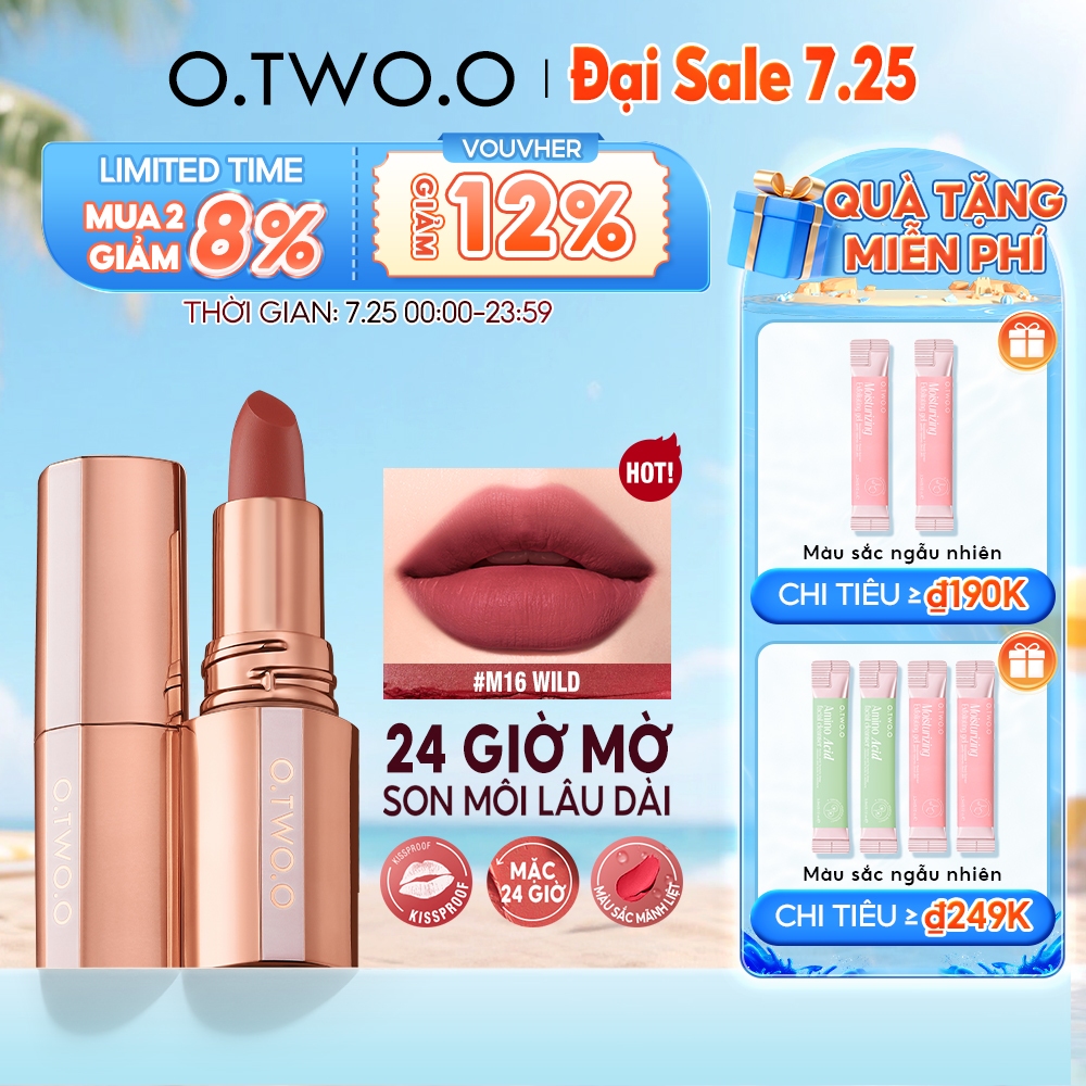 Son môi 24h O.TWO.O 8 màu tùy chọn 39g tiện dụng chất lượng cao