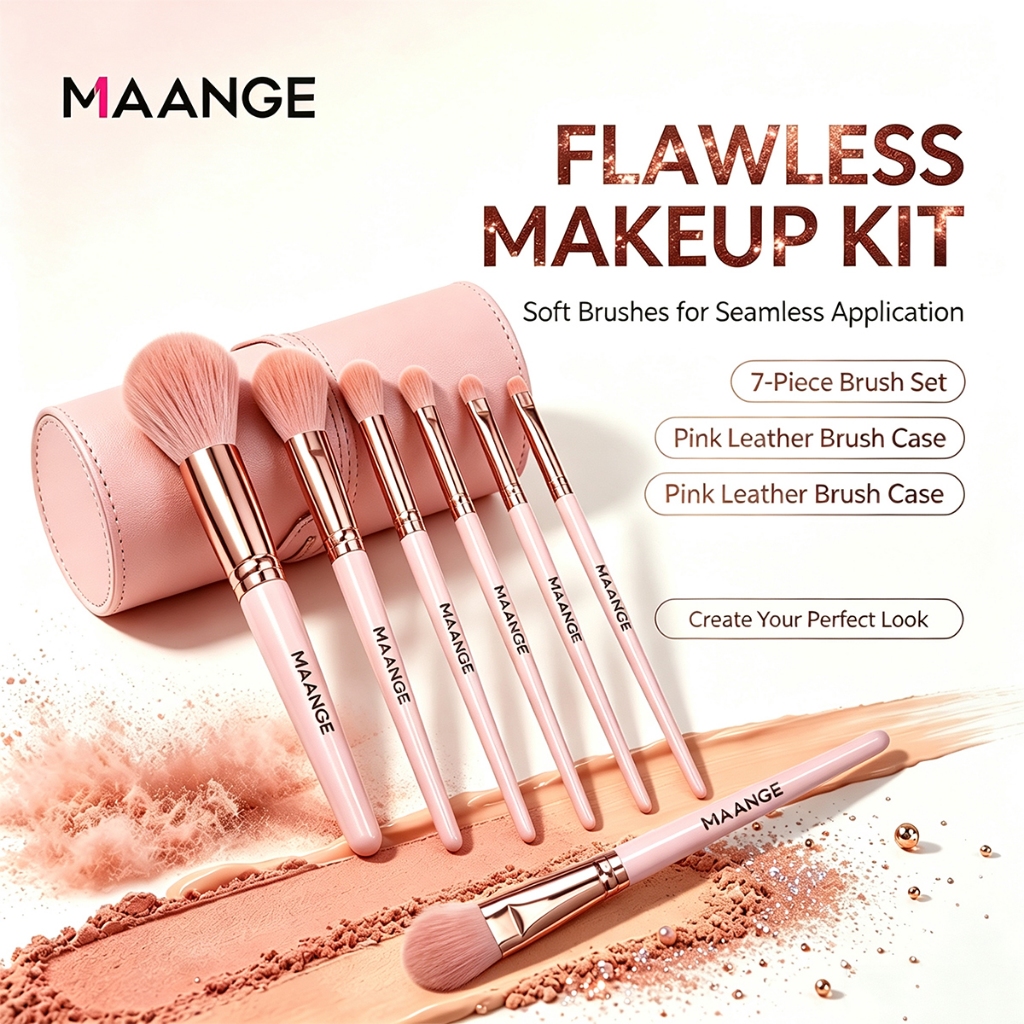 Set 7 cọ trang điểm MAANGE tán phấn má hồng phấn phủ che khuyết điểm phấn mắt tiện lợi 5861