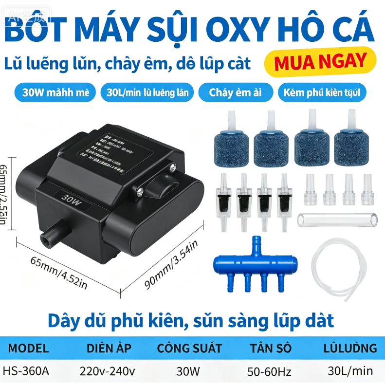 Electric Aquarium Oxygen Air Pump, Silent Pond Water Aerator, High Capacity Water Aeration System Ox