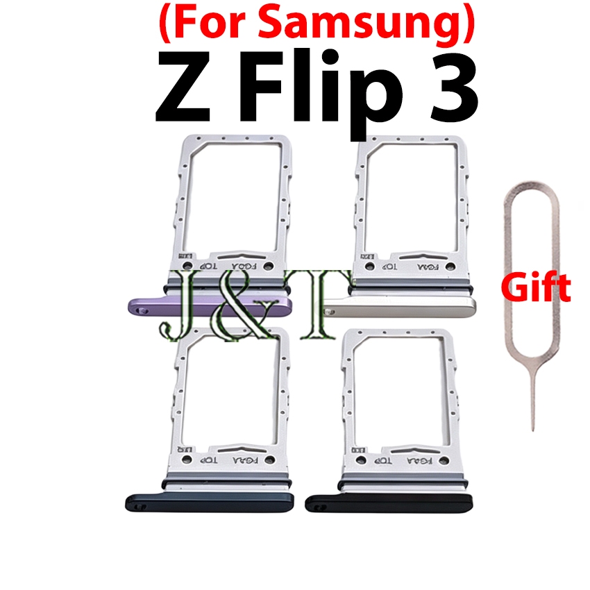 Dành Cho Samsung Galaxy Z Flip 3 5G F7110 F711U F711B F711N Khay Sim Khe Cắm Thẻ Chủ Đầu Đọc Thẻ SD 