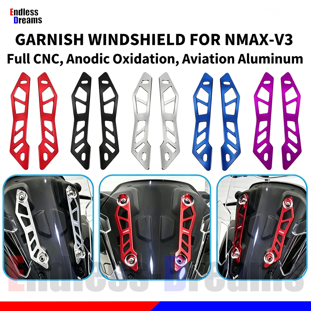 Full CNC Nhôm Kính Chắn Gió Trang Trí Chân Đế Cho Yamaha NMAX V3 NMAX V3 Turbo Kính Chắn Gió Xe Máy 