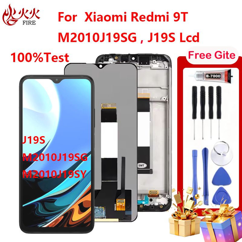 Màn Hình LCD Cho Xiaomi Redmi 9T J19S M2010J19SG M2010J19SY Bộ Số Hóa Màn Hình Cảm Ứng Với Khung Phụ
