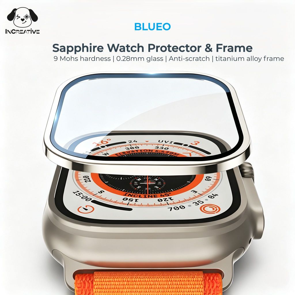 Blueo Ốp Lưng & Kính Bảo Vệ Đầy Đủ Cho Apple Watch Ultra 3/2/1 – Kính Cường Lực Tempered Glass Sapph