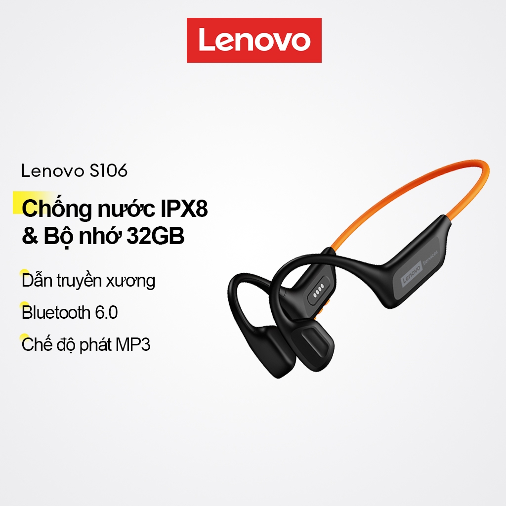 Tai nghe dẫn truyền xương Lenovo S106 và tai nghe bơi lội chống nước IPX8 tích hợp bộ nhớ 32GB và Bluetooth 6.0 | BigBuy360 - bigbuy360.vn