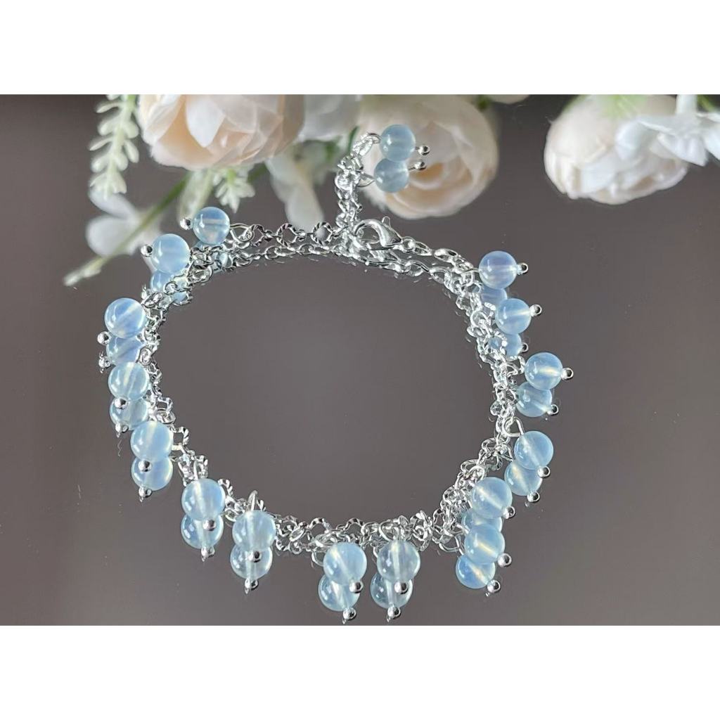 Vòng tay đá Aquamarine  Vòng tay thiết kế Aquamarine Vòng tay thời trang Trang sức thời trang