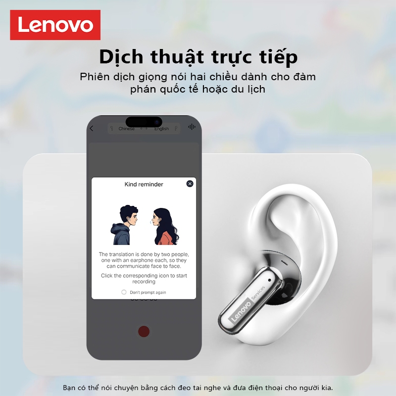 Tai nghe chơi game Lenovo LE208 AI Tai nghe Bluetooth Chất lượng âm thanh HIFI 36 giờ AI Dịch thời gian thực IPX5 Bluetooth chống nước 6.0 | BigBuy360 - bigbuy360.vn