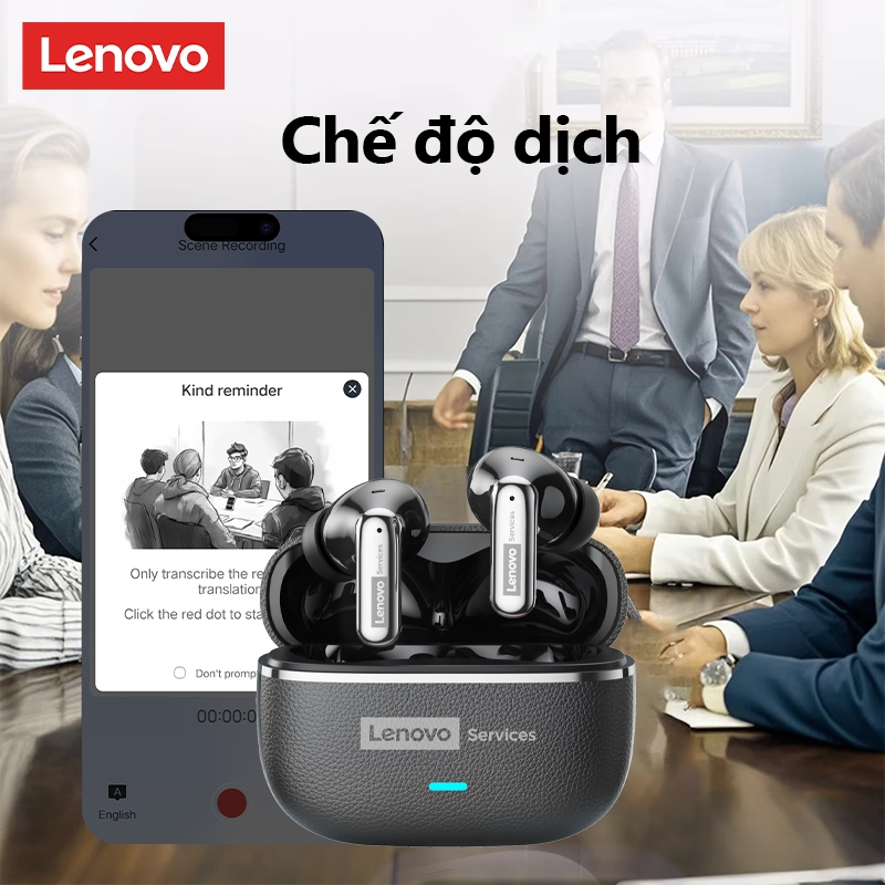 Tai nghe chơi game Lenovo LE208 AI Tai nghe Bluetooth Chất lượng âm thanh HIFI 36 giờ AI Dịch thời gian thực IPX5 Bluetooth chống nước 6.0 | BigBuy360 - bigbuy360.vn
