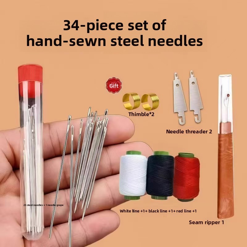 [Bộ 34 món nâng cấp|Tay May Kim May Quần Áo Thép Kim | 18 Chiếc + Thiết Bị Thimble + Ren] Thêu Tay M