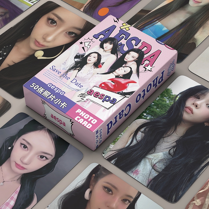 50 Cái / hộp Thẻ Laser Aespa Photocard Karina NingNing Mùa Đông Giselle Kpop Album Lomo Cards Bưu Th