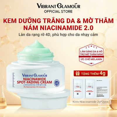 Kem dưỡng Niacinamide VIBRANT GLAMOUR Mờ Đốm 4D làm sáng đều màu da mờ vết thâm đốm sẫm phục hồi hàng rào da không dính nhờn phù hợp da nhạy cảm dung tích 30g