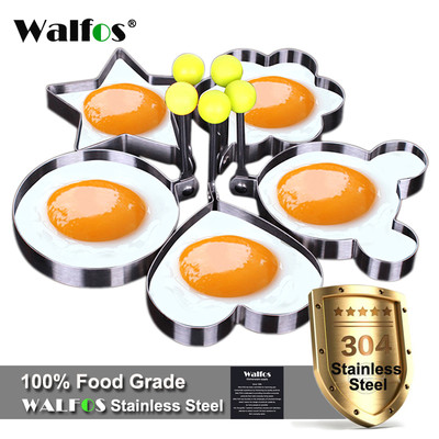 Walfos 5 Kiểu Thép Không Gỉ Hình Dễ Thương Omelets Khuôn Bánh Chảo Nhẫn Chiên Trứng Dụng Cụ Nấu Ăn