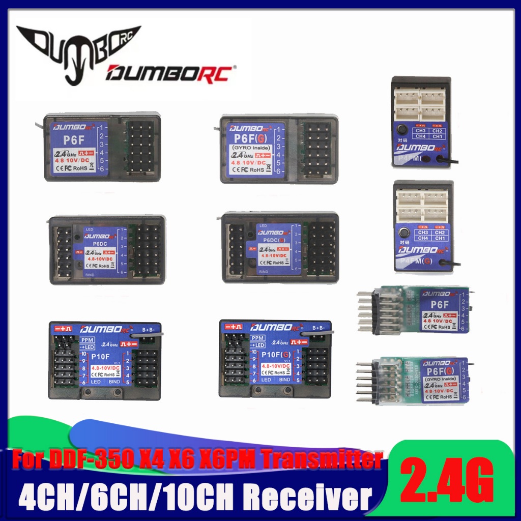 DUMBORC P6DCG P6FG P10FG P6F Mini P4FMG P4FM 4 / 6 / 10CH 2.4G Bộ thu hồi chuyển cho Bộ phát DDF-350