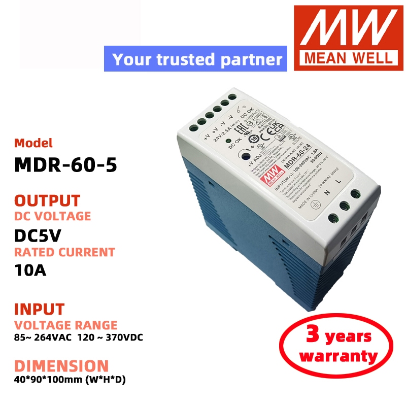 MEAN WELL MDR-60-24 MDR-60-12 MDR-60-5 DC5V 12V 24V Nguồn Chuyển Đổi Meanwell DC Nguồn