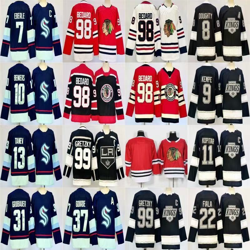 NHL Áo khúc côn cầu Kích thước lớn Rời Hip Hop Tay dài King Blackhawks jersey nhl Kings Blackhawks j
