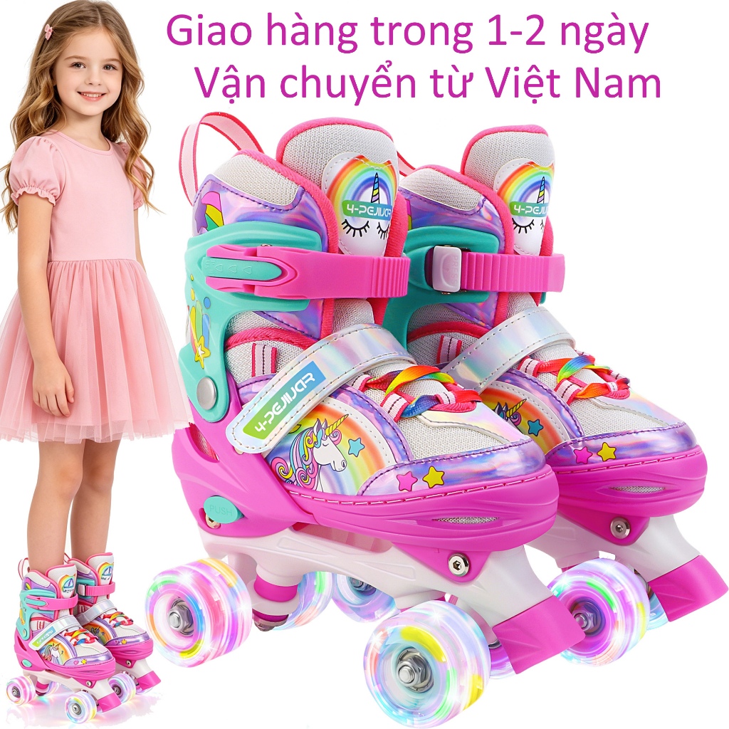 Giày trượt patin trẻ em Unicorn, giày trượt patin trẻ em có bánh xe bật sáng, giày trượt patin có th