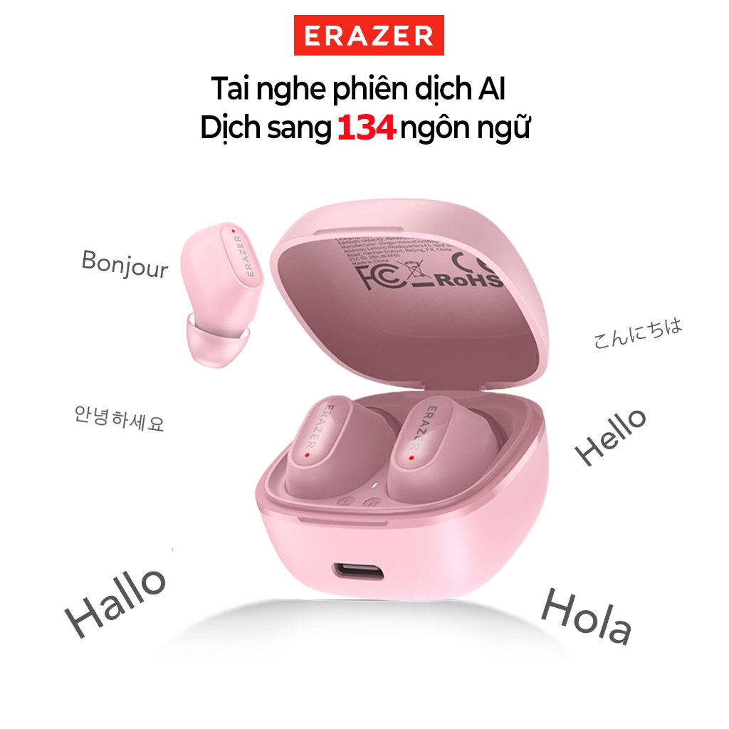 ERAZER XF65PRO Tai nghe phiên dịch AI Tai nghe Bluetooth 6.0 Hỗ trợ dịch 165 ngôn ngữ Tai nghe True Wireless Không gây áp lực lên Đàm thoại chuẩn Hi-Fi Độ trễ thấp Tích hợp micro kép | BigBuy360 - bigbuy360.vn