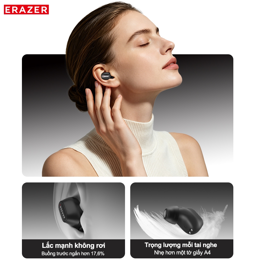 ERAZER XF65PRO Tai nghe phiên dịch AI Tai nghe Bluetooth 6.0 Hỗ trợ dịch 165 ngôn ngữ Tai nghe True Wireless Không gây áp lực lên Đàm thoại chuẩn Hi-Fi Độ trễ thấp Tích hợp micro kép | BigBuy360 - bigbuy360.vn