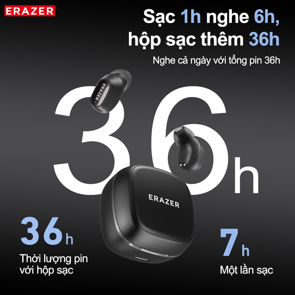 ERAZER XF65PRO Tai nghe phiên dịch AI Tai nghe Bluetooth 6.0 Hỗ trợ dịch 165 ngôn ngữ Tai nghe True Wireless Không gây áp lực lên Đàm thoại chuẩn Hi-Fi Độ trễ thấp Tích hợp micro kép | BigBuy360 - bigbuy360.vn