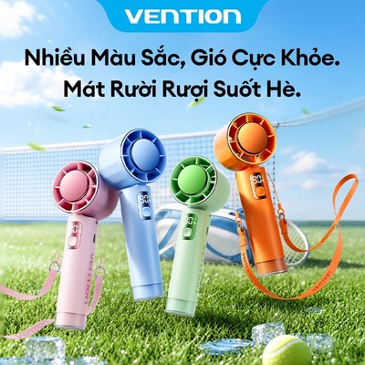 【Lực Gió Cực Mạnh】 Vention  Quạt Cầm Tay Mini – 100 Tốc Độ-Màn hình hiển thị số LED– Pin Trâu 8 Tiếng – Gập Gọn Đeo Cổ – Dành Cho Học Sinh, Dân Văn Phòng, Thể Thao Ngoài Trời