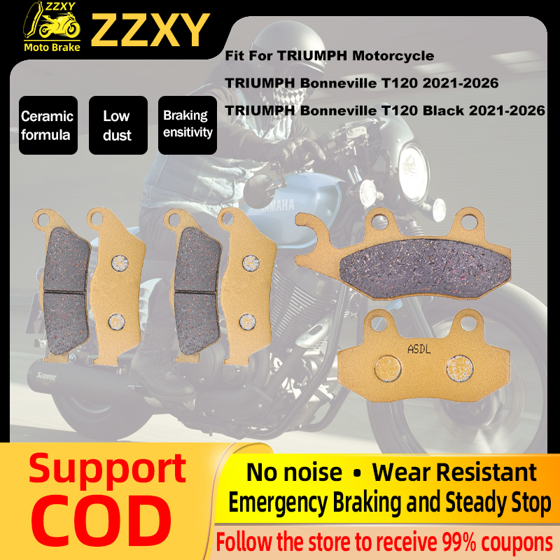 Cho TRIUMPH Bonneville T120 2021-2026 Bonneville T120 Đen 2021-2026 Má Phanh Sợi Gốm Hiệu Suất Cao Y