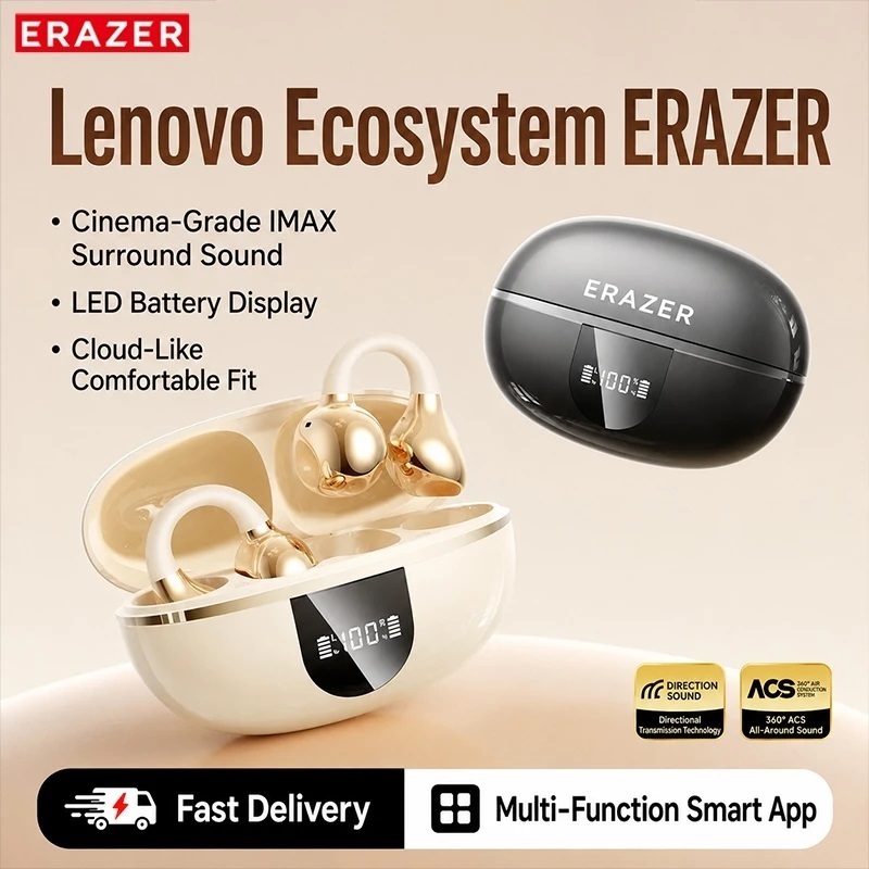 Lenovo ERAZER EX338 AI Dịch Tai Nghe Bluetooth ANC Khử Tiếng Ồn Tai Nghe Không Dây Cuộc Gọi HD Chất Lượng Âm Thanh HiFi IPX5 Cuộc Sống Chống Thấm Nước | BigBuy360 - bigbuy360.vn