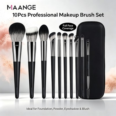 Bộ 10 cọ trang điểm MAANGE chất lượng cao Phấn mắt có túi đựng cọ trang điểm 52317