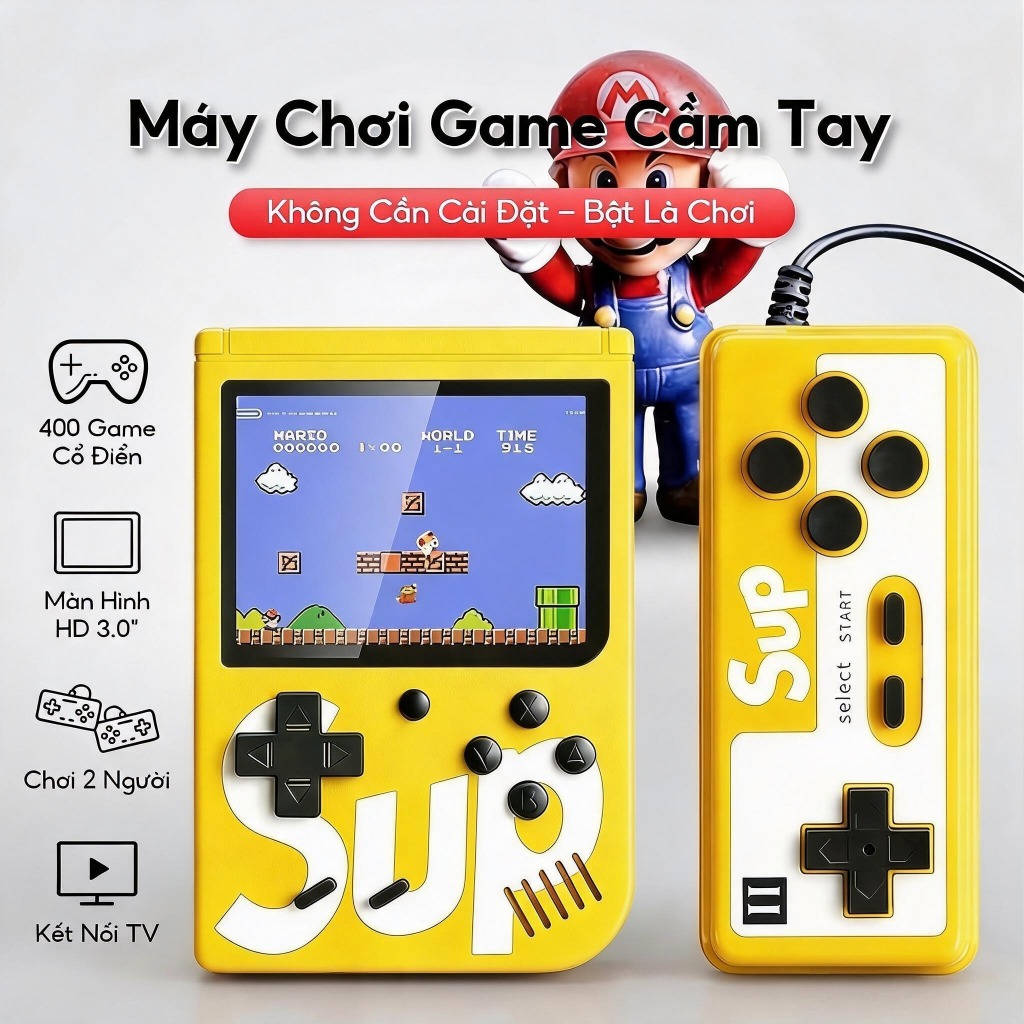 Máy Chơi Game Sup 400 Trò Chơi Kèm 2 Tay Cầm - Kết Nối TV Màn Hình Lớn - Pin…