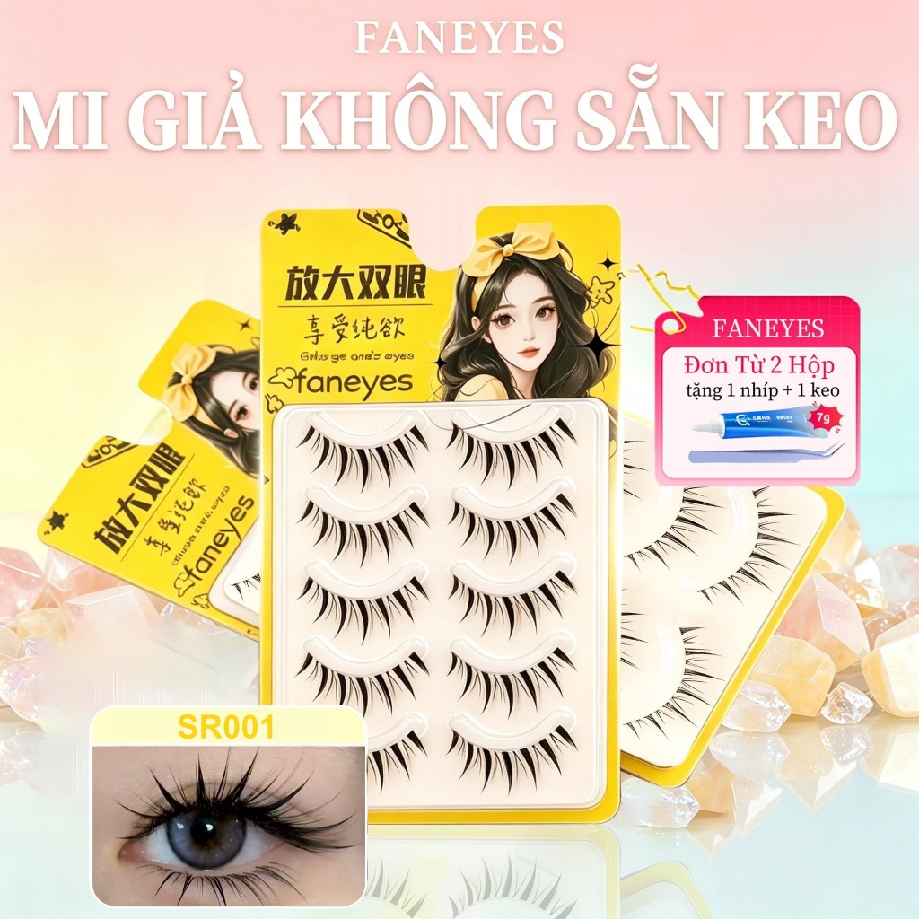 FANEYES Mi giả cần Mi giả tự nhiên Mi giả một mảnh dày dặn cong vút tự nhiên chân thực dễ dàng mang 