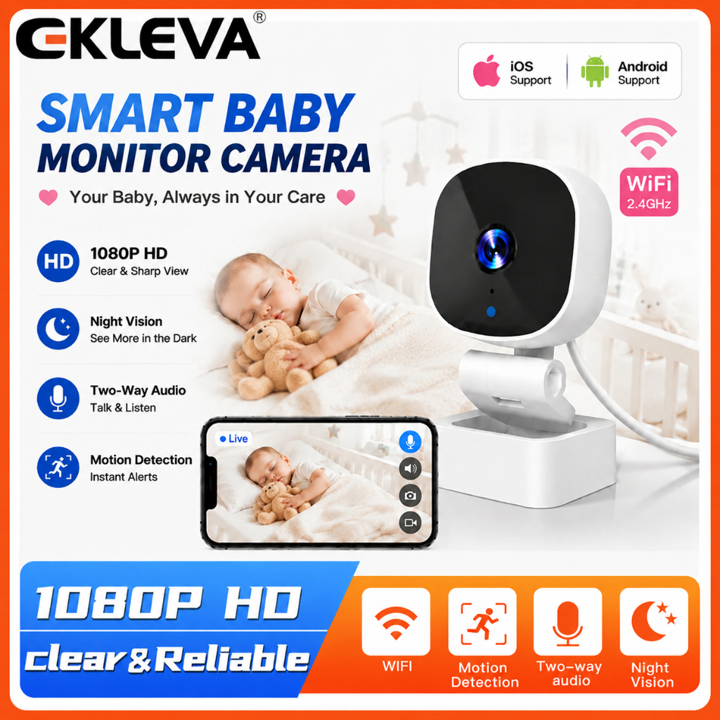 EKLEVA Smart Baby Monitor 1080P Camera WiFi để chăm sóc bé Tầm nhìn ban đêm Âm thanh hai chiều Quan 