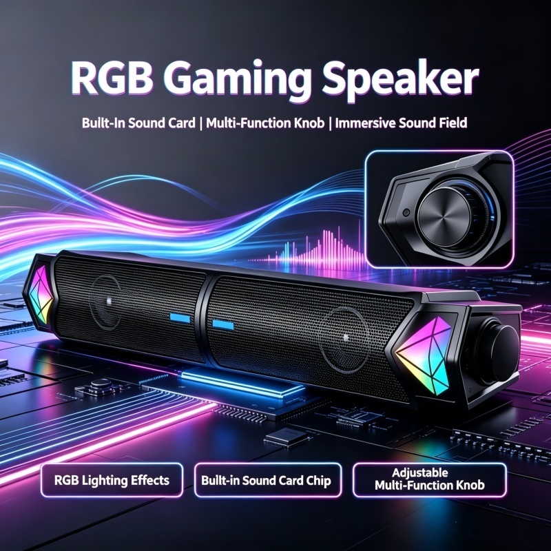 Loa Máy Tính Để Bàn Để Bàn Dải Dài Loa Lớn Loa Siêu Trầm RGB Chơi Game Loa Bluetooth