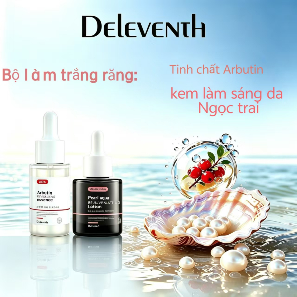 Bộ Làm trắng tẩy vết thâm DELEVENTH serum làm trắng Xóa nám Arbutin 37ml+ Kem lười nâng tông da 30g