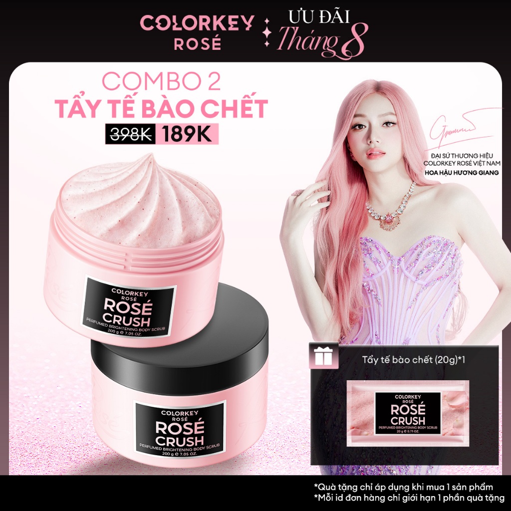 Tẩy Tế Bào Chết Body Scrub COLORKEY ROSÉ Dưỡng Sáng Da Mịn Màng, Không Gây Khô Da 200g