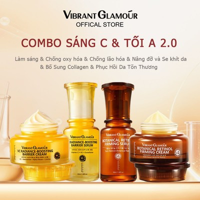 Bộ chăm da sáng tối 4 món VIBRANT GLAMOUR Serum VC Retinol Làm sáng da cấp ẩm cải thiện da xỉn màu mỗi sản phẩm 30ml