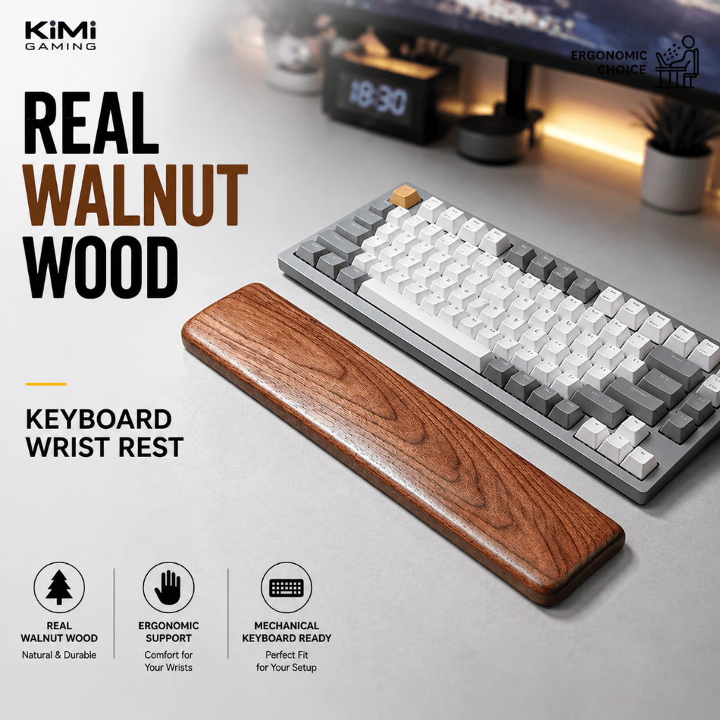 Kê Tay Bàn Phím Gỗ Óc Chó Tự Nhiên Keyboard Wrist Rest Ergonomic Palm Rest Cho Mechanical Keyboard