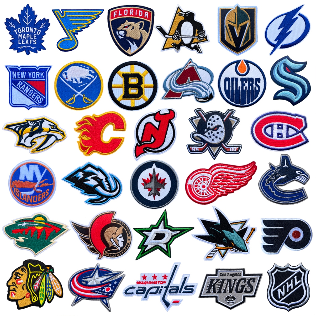 Tùy Chỉnh Thương Hiệu NHL Đội Logo Thêu Miếng Dán Huy Hiệu Velcro Quần Áo Mũ Dán Trang Trí