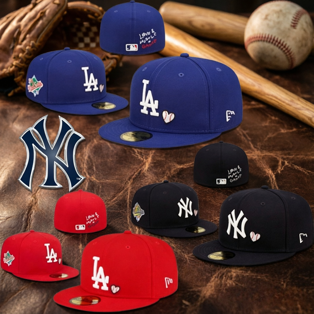 Mũ lưỡi trai nhiều màu sắc New York Yankees... Mũ lưỡi trai New Era 59FIFTY cỡ MLB, kiểu hip-hop, ch