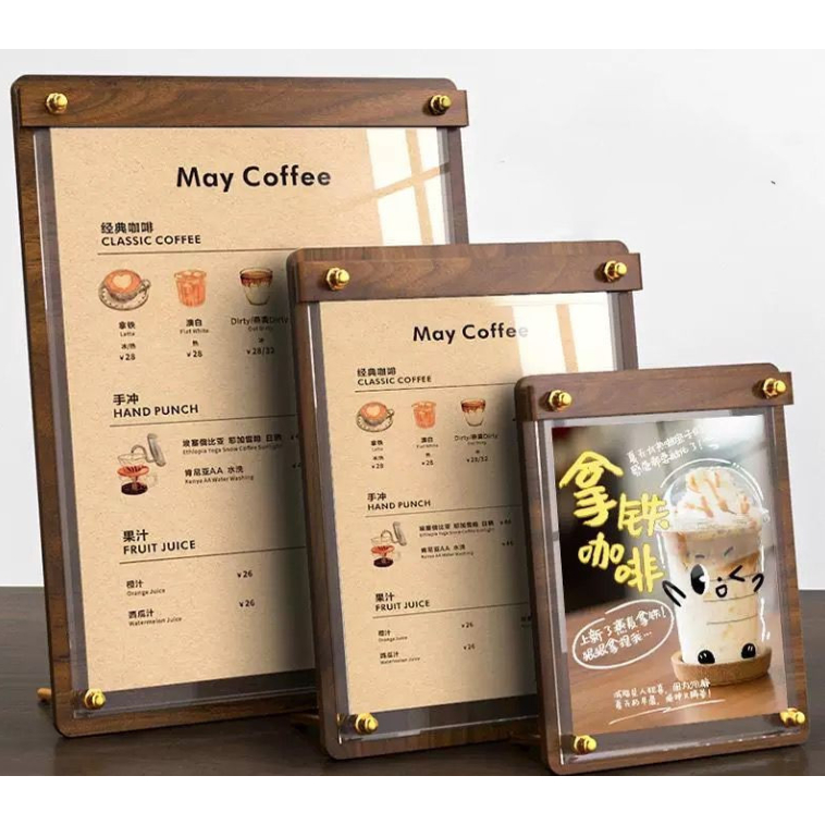 A3 a4 a5 Chân đế trưng bày menu / Thẻ hiển thị menu dọc / Thẻ bàn hội nghị cao cấp / Bàn hạt gỗ để b