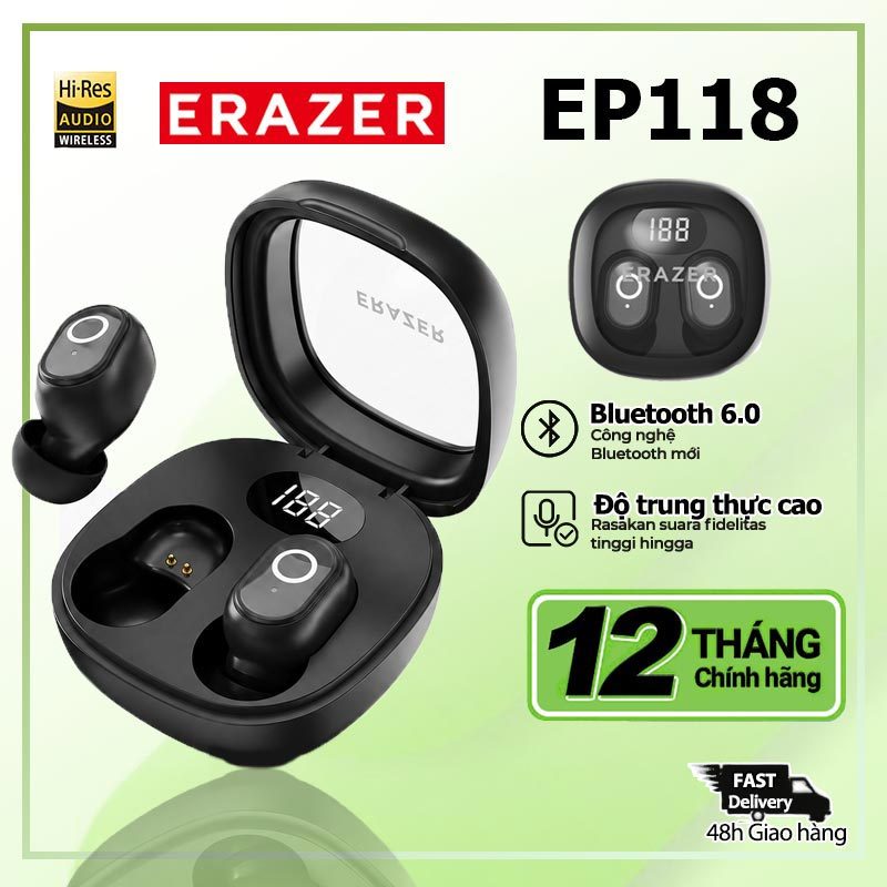 Tai nghe ERAZER EP118 Bean Bluetooth 5.4TWS Tai nghe không dây bên cạnh Màn hình LED thân thiện với giấc ngủ Điều khiển bằng cảm ứng nghe nhét tai Mini Âm thanh 3D Hi-Fi | BigBuy360 - bigbuy360.vn