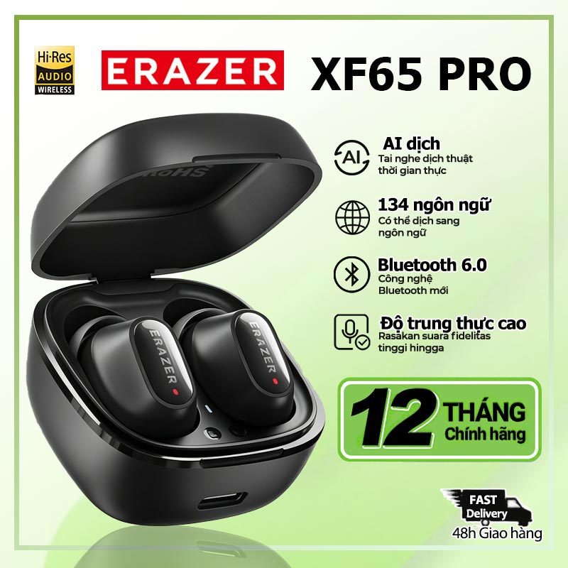 Tai nghe ERAZER XF65 PRO ANC -55dB AI Dịch 165 Ngôn ngữ Bluetooth 6.0 LDAC 36H Pin Hồng | BigBuy360 - bigbuy360.vn