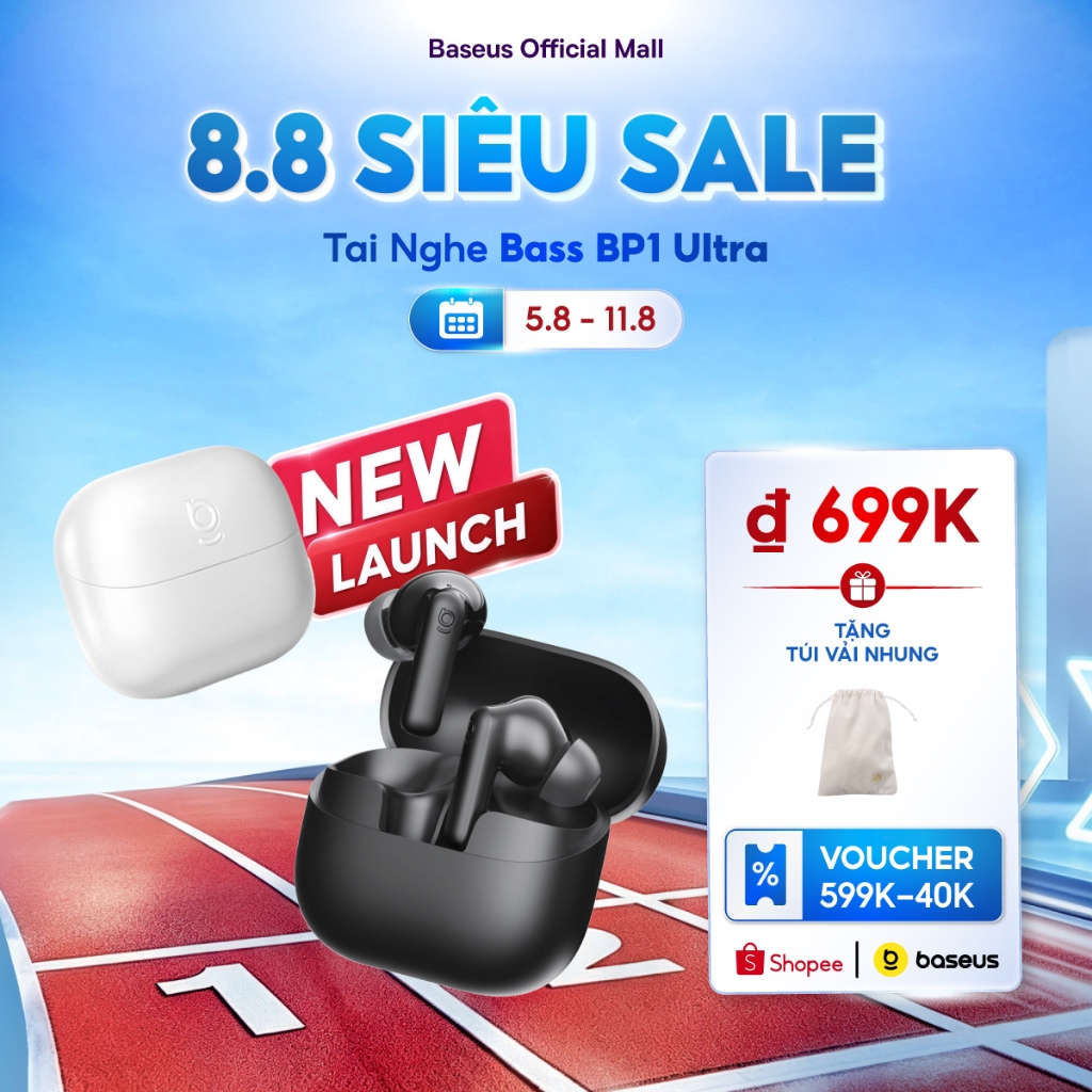 [Mở bán 15/7] Baseus Tai Nghe Bass BP1 Ultra Bluetooth 6.0 ANC Khử tiếng ồnTWS 55dB Cuộc gọi AI thích ứng | BigBuy360 - bigbuy360.vn