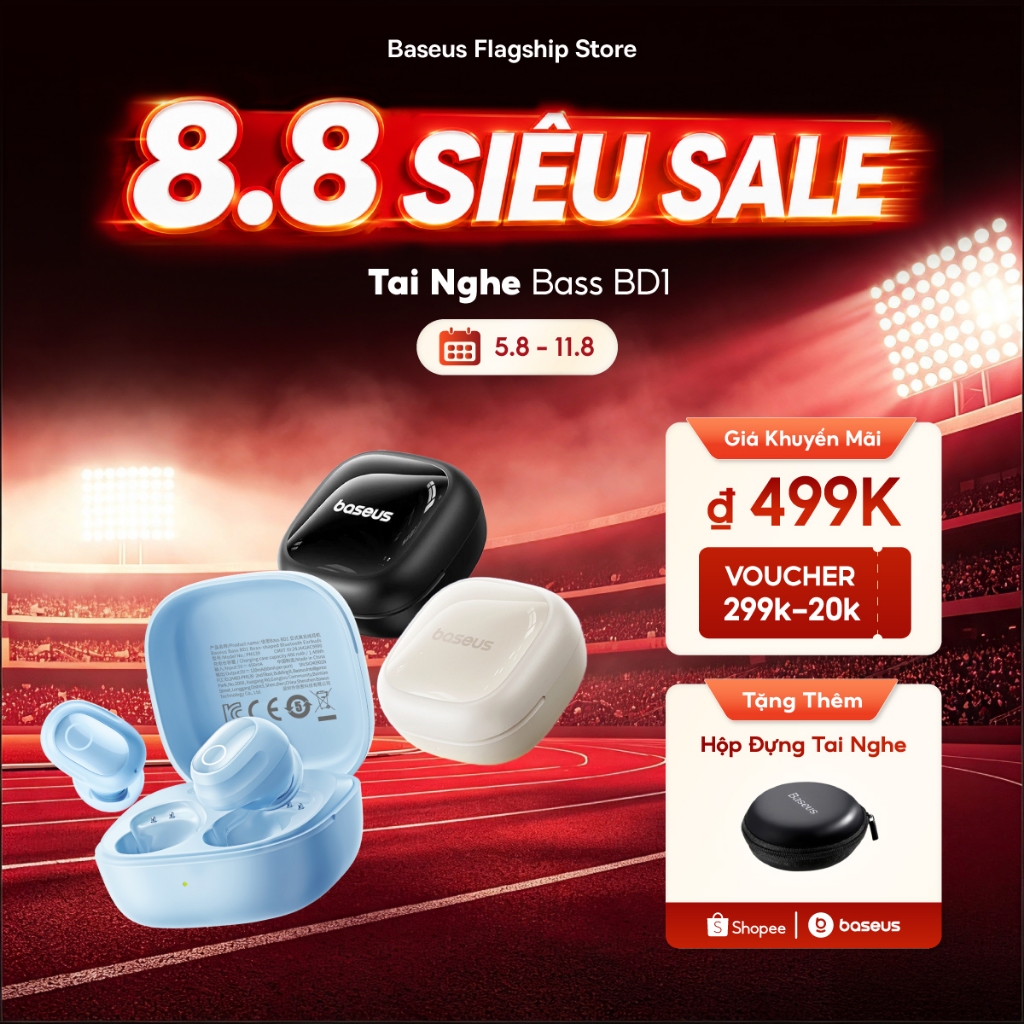 Tai nghe không dây thực sự Baseus Bass BD1 TWS