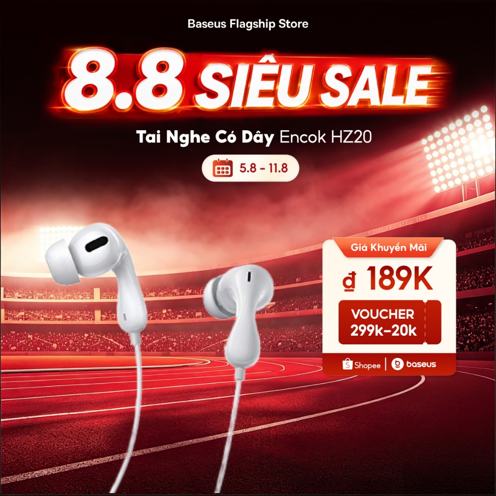 Tai nghe có dây trong tai Baseus Encok CZ20 / HZ20 Jack Type-C có Mic