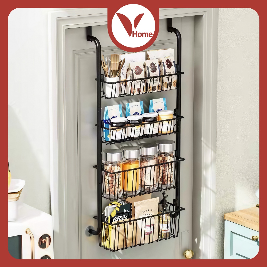 Vhome Thép Carbon Lưới Kim Loại Đục Lỗ Cửa Phía Sau Giá Để Đồ Chống Rỉ Sét 4 / 6 Lớp