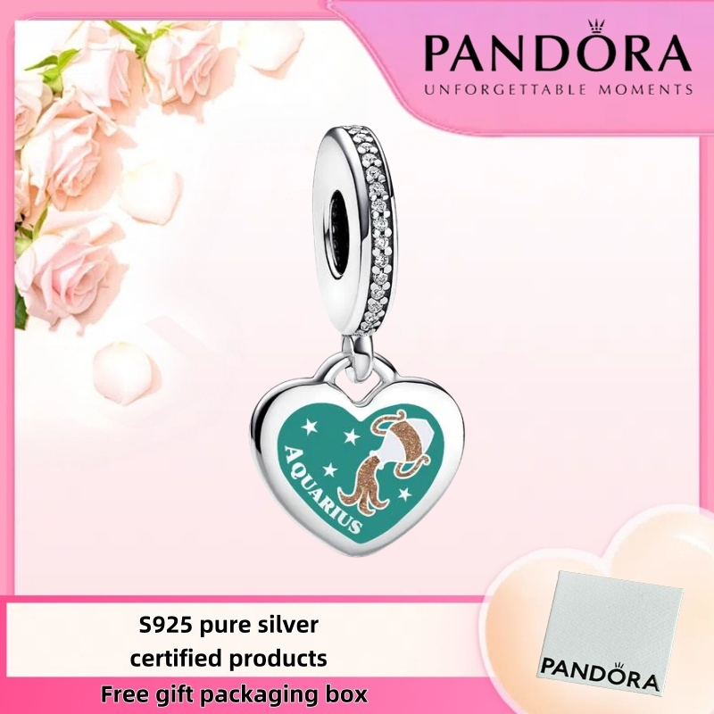 Mới nhất S925 Bạc Nguyên Chất Gói Trang Sức Không Nhiệm Vụ Pandor Aquarius Dangle Charm