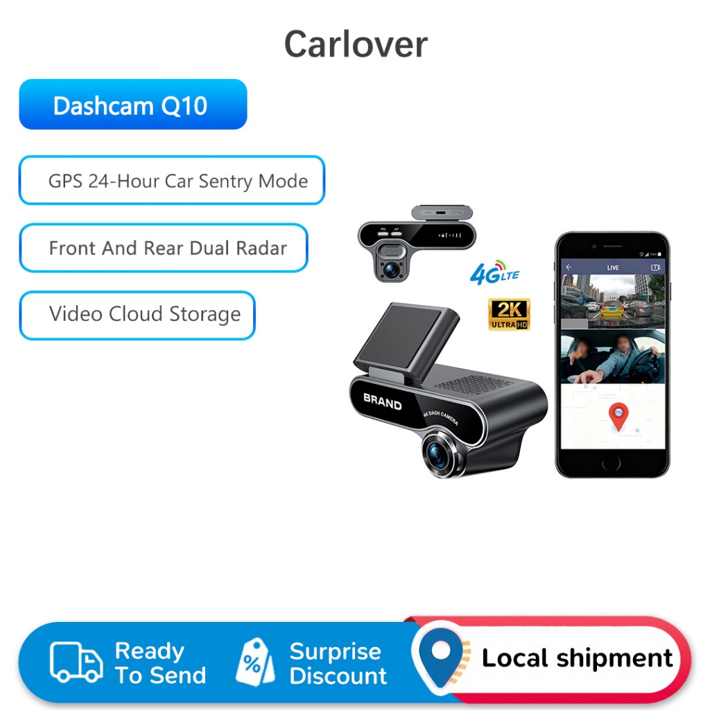 Carlover Dashcam Q10 Radar kép phía trước và phía sau Video Cloud Lưu trữ GPS Chế độ gác xe 24 giờ